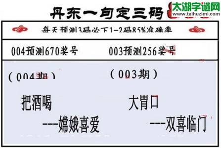3d第2017004期丹东一句定三码