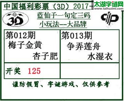 蓝仙子一句定三码17013期