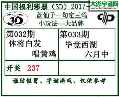 蓝仙子一句定三码17033期