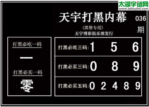 3d036期：天宇一句定三码+胆码图