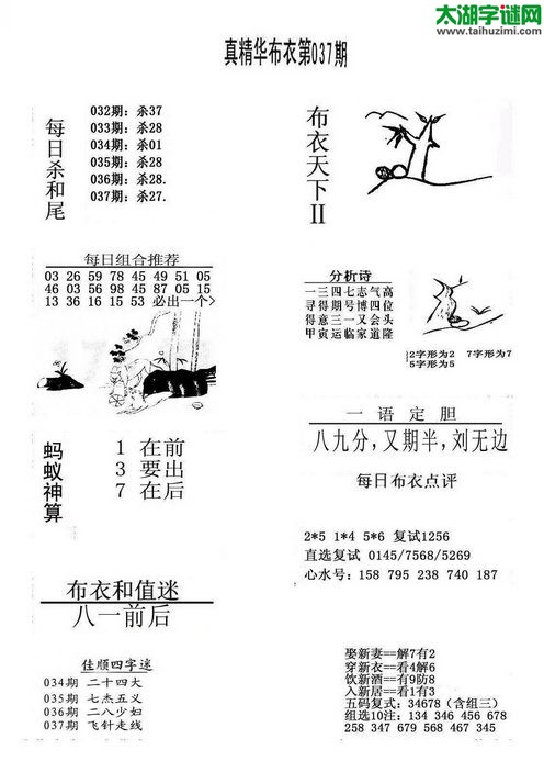 3d布衣天下图谜2017037期