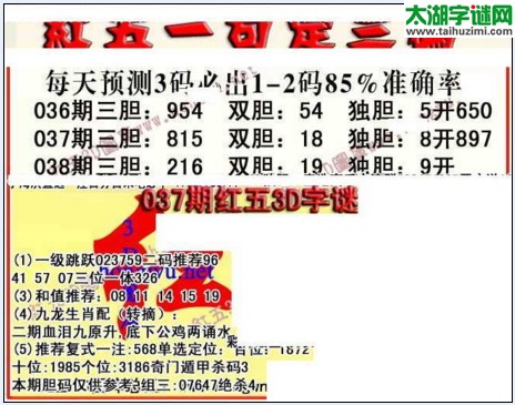 福彩3d红五藏宝图17038期