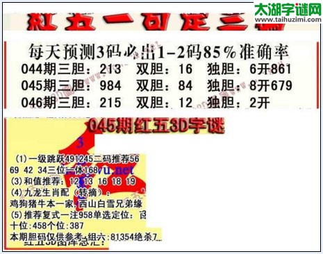 福彩3d红五藏宝图17046期