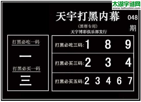 3d048期：天宇一句定三码+胆码图