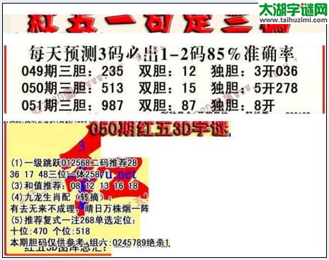 福彩3d红五藏宝图17051期