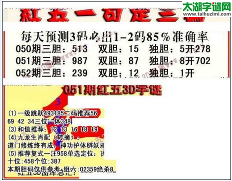 福彩3d红五藏宝图17052期