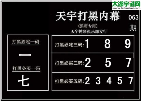 3d063期：天宇一句定三码+胆码图