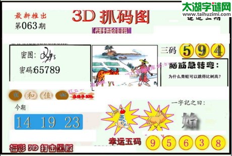 3d063期：红五图库总汇（一句定三码）