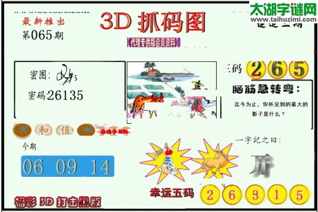 3d065期：红五图库总汇（一句定三码）