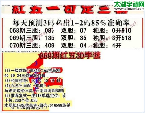 福彩3d红五藏宝图17070期