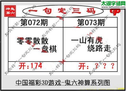 鬼六神算胆码图-17073期