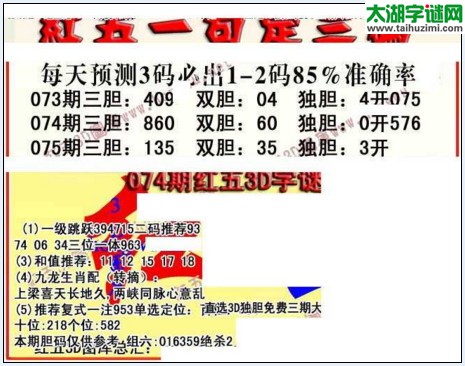 福彩3d红五藏宝图17075期