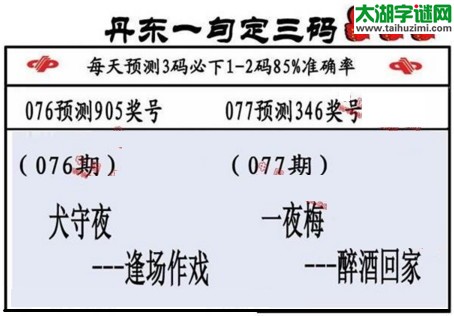 3d第2017077期丹东一句定三码