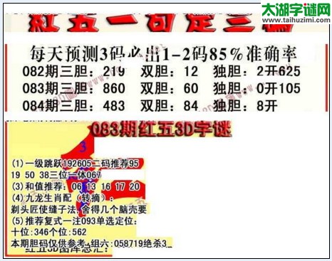 福彩3d红五藏宝图17084期