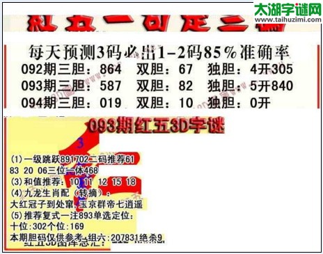 福彩3d红五藏宝图17094期