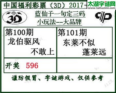 蓝仙子一句定三码17101期