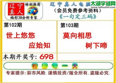 辽宁真人一句定三码-2017103期