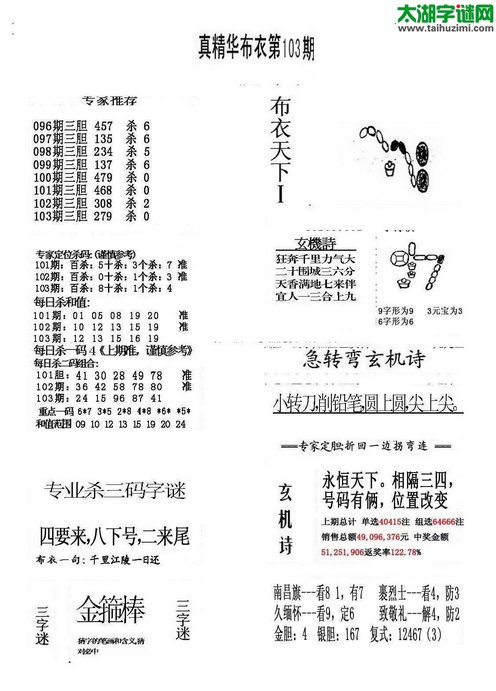 福彩3d布衣天下-17103期