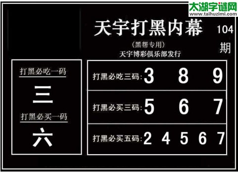 3d104期：天宇一句定三码+胆码图