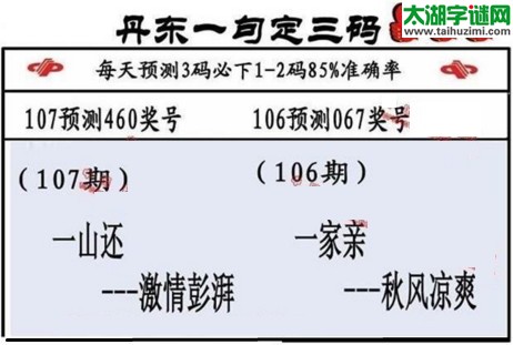 3d第2017107期丹东一句定三码