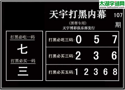 3d107期：天宇一句定三码+胆码图