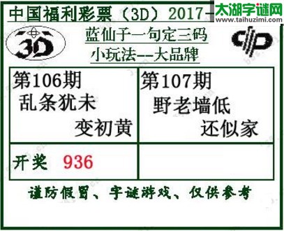 蓝仙子一句定三码17107期