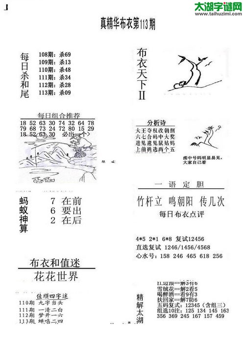 3d布衣天下图谜2017113期