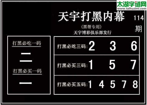 3d114期：天宇一句定三码+胆码图