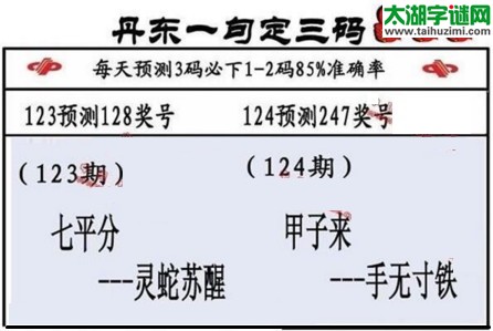 3d第2017124期丹东一句定三码