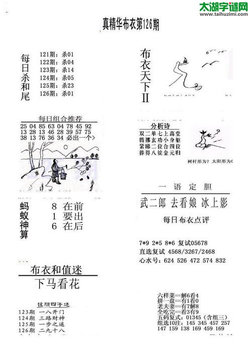 3d布衣天下图谜2017126期