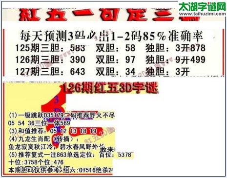 福彩3d红五藏宝图17127期
