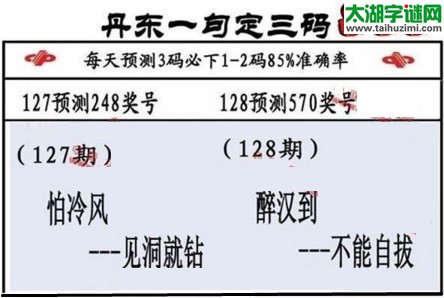 3d第2017128期丹东一句定三码