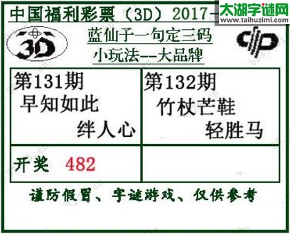 蓝仙子一句定三码17132期