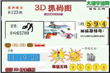 3d133期：红五图库总汇（一句定三码）