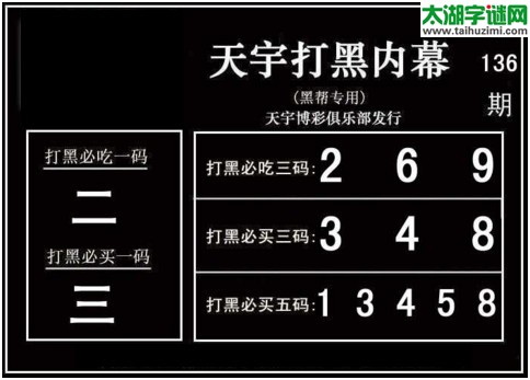 3d136期：天宇一句定三码+胆码图