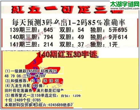 福彩3d红五藏宝图17141期