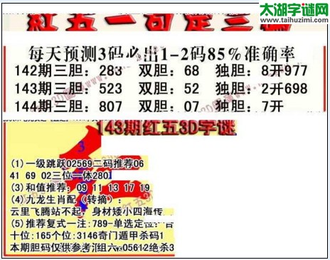 福彩3d红五藏宝图17144期