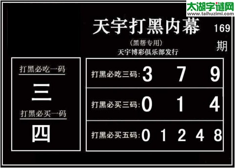 3d169期：天宇一句定三码+胆码图