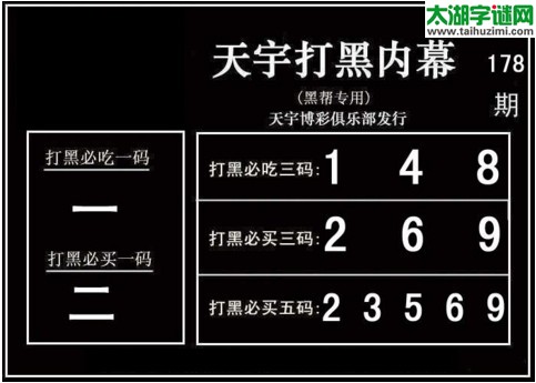 3d178期：天宇一句定三码+胆码图