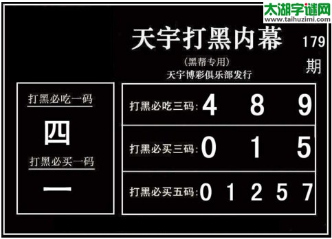 3d179期：天宇一句定三码+胆码图