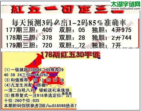 福彩3d红五藏宝图17179期