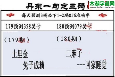 3d第2017180期丹东一句定三码
