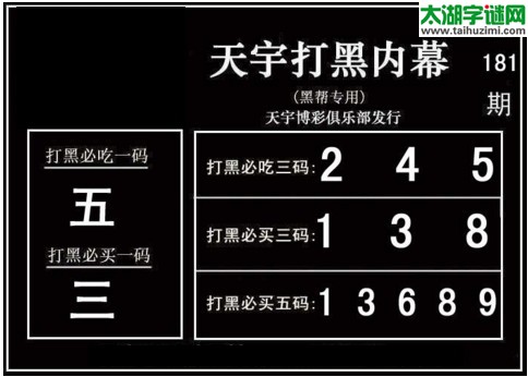 3d181期：天宇一句定三码+胆码图