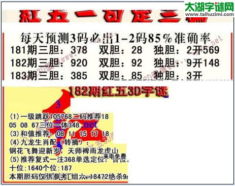 福彩3d红五藏宝图17183期