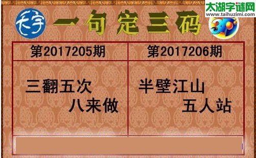 3d206期：天宇一句定三码+胆码图