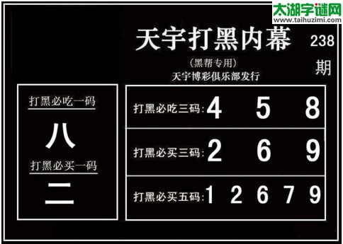 3d238期：天宇一句定三码+胆码图