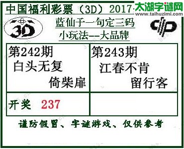 蓝仙子一句定三码17243期