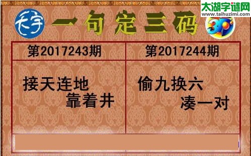 3d244期：天宇一句定三码+胆码图