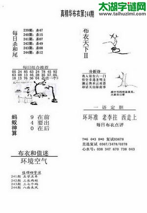 3d布衣天下图谜2017244期