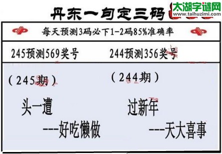 3d第2017245期丹东一句定三码